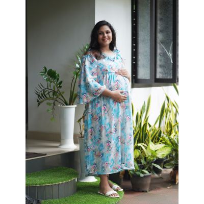 Maternity Party Wear Dress- Blue