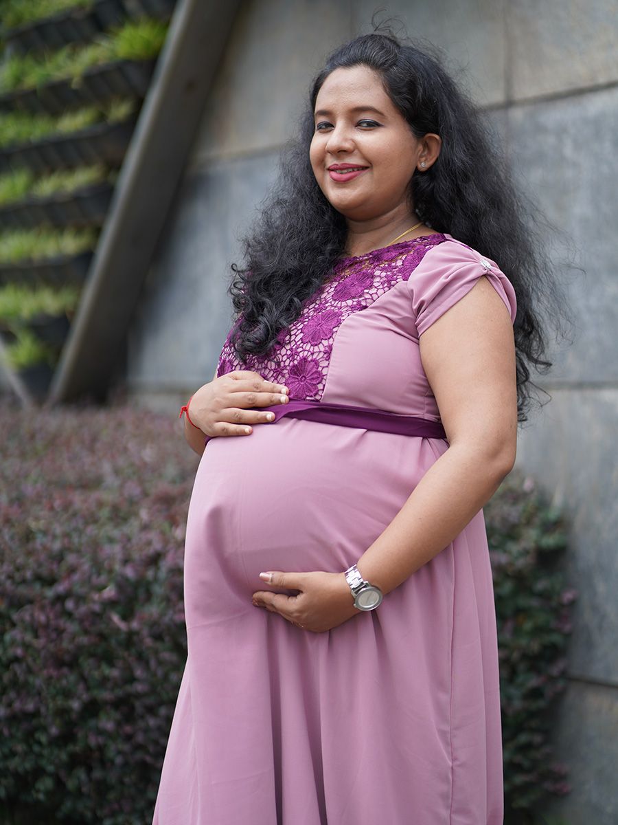 Maternity Party Wear Dress- pastel peach