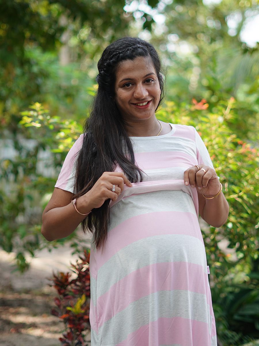 Maternity Short Zipless Dress-  Gilda Pink