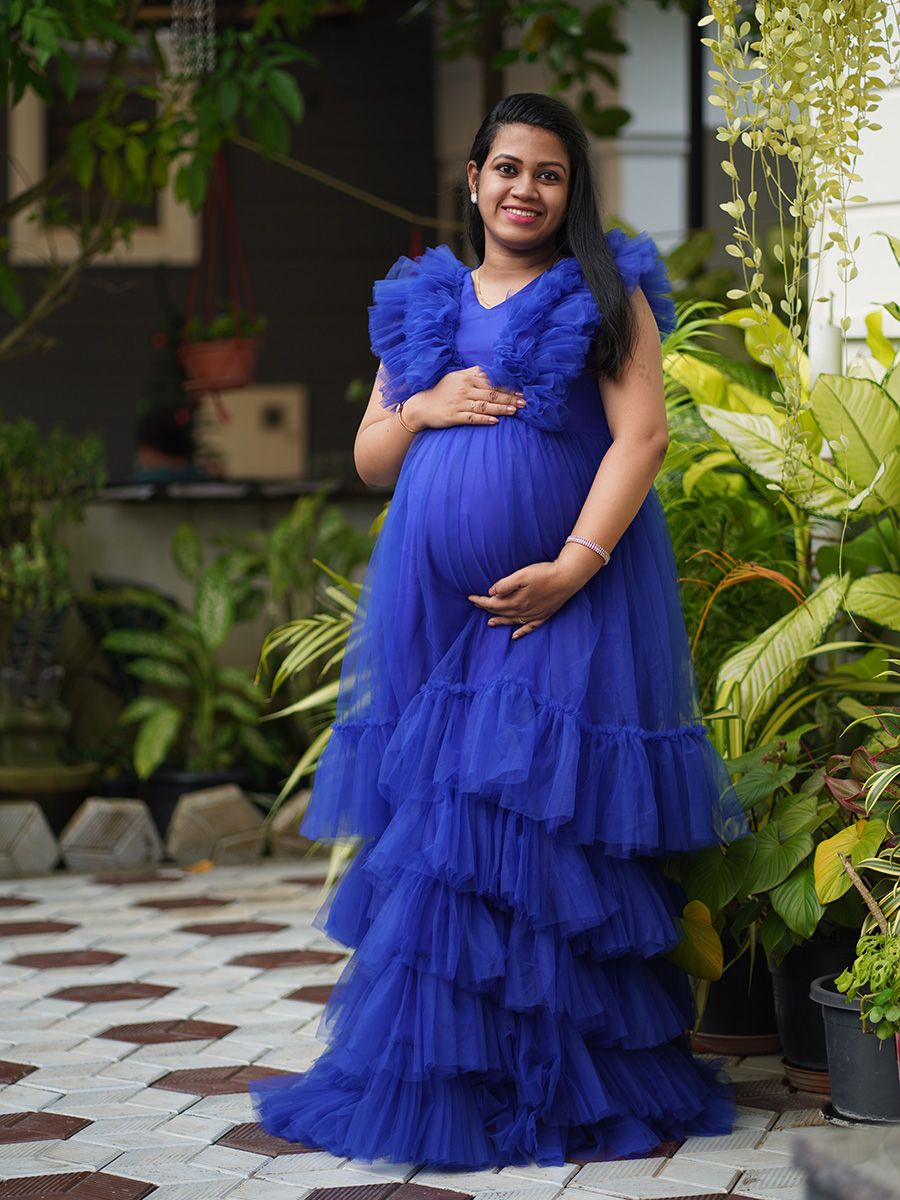 Baby Shower Dress Royal Blue Net ZIVAMOMS Baby Shower Dress Royal Blue Net ZIVAMOMS