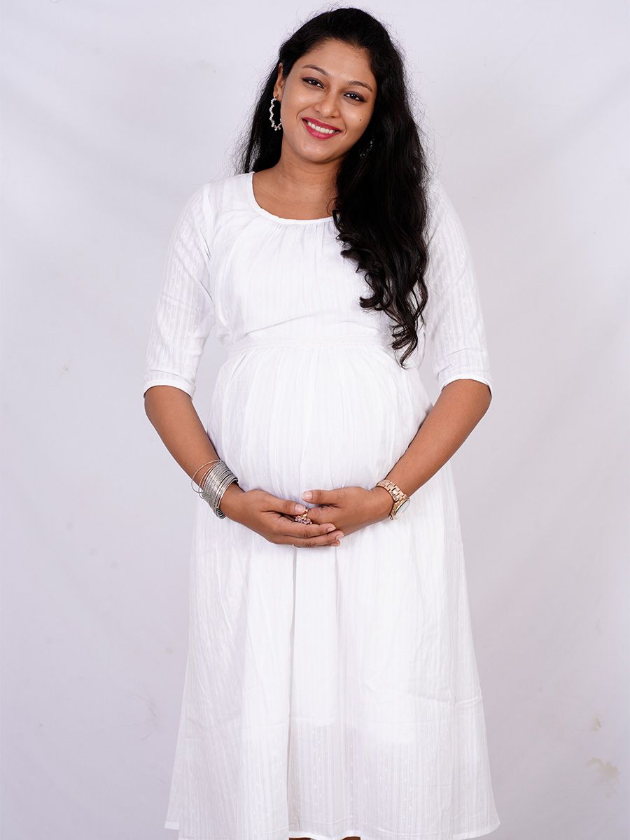 Maternity Short Dress/ Slip  (White)