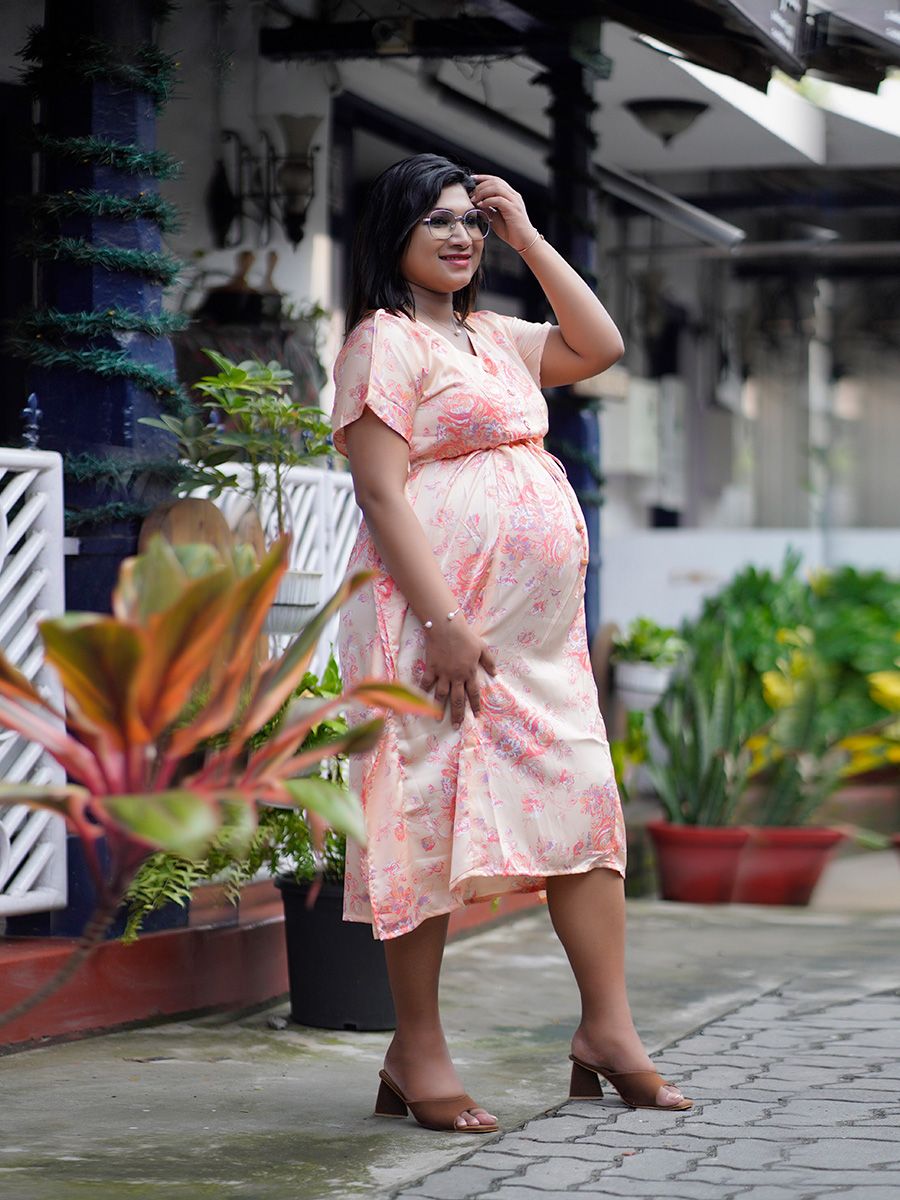 Maternity Short Dress- Beryl Peach
