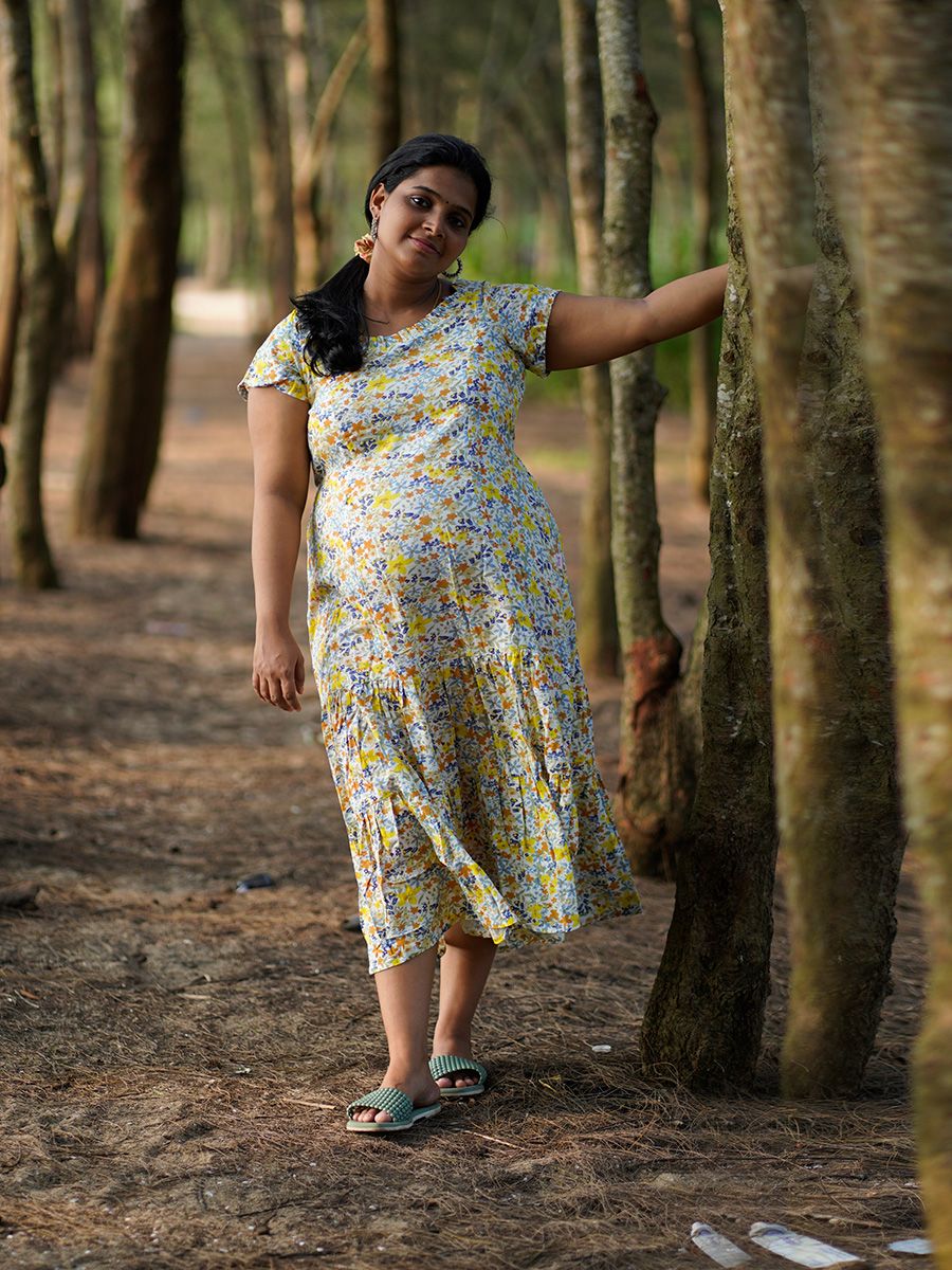 Maternity Short Night Gown- Joelle White