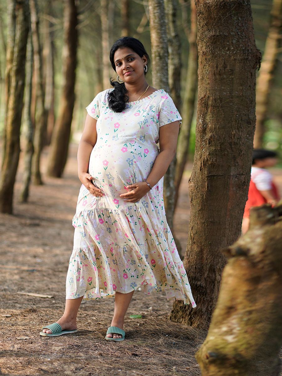 Maternity Short Night Gown- Joelle Cream