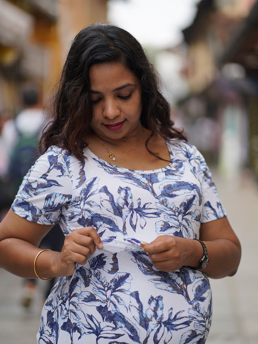 Maternity long Zipless Dress-  Gilda White