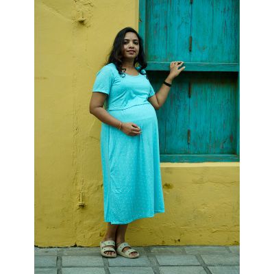 Maternity Short Zipless Dress-  Gilda S Blue
