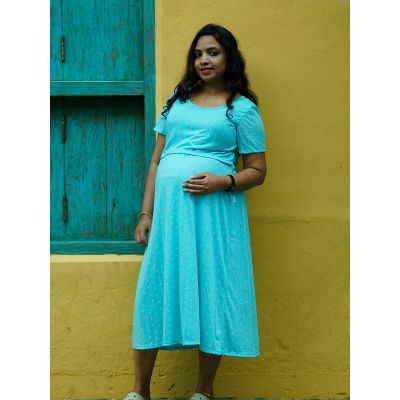 Maternity Short Zipless Dress-  Gilda S Blue
