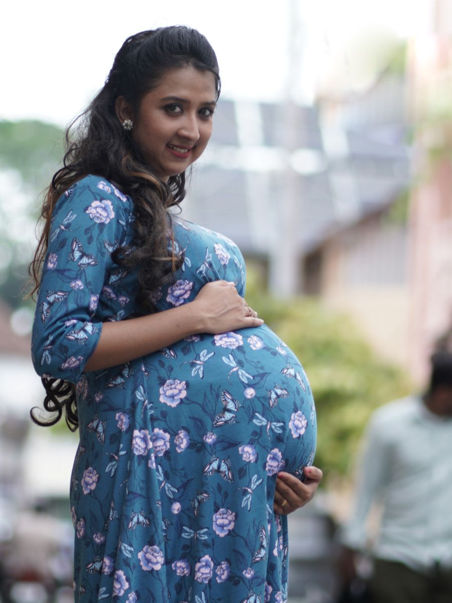 Maternity Short Zipless Dress- Gilda P Blue