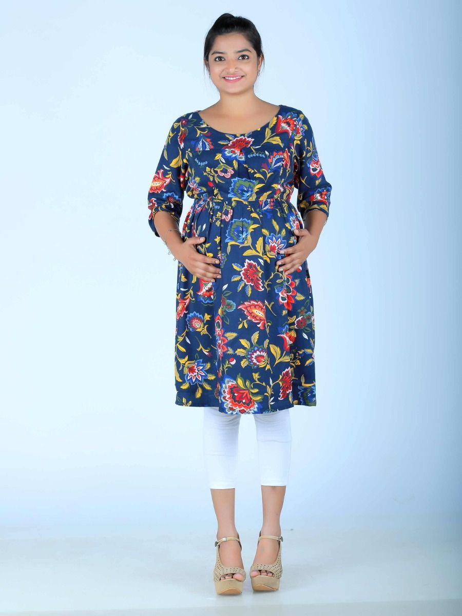 Nursing Top Floral Printed (Pyar Blue)