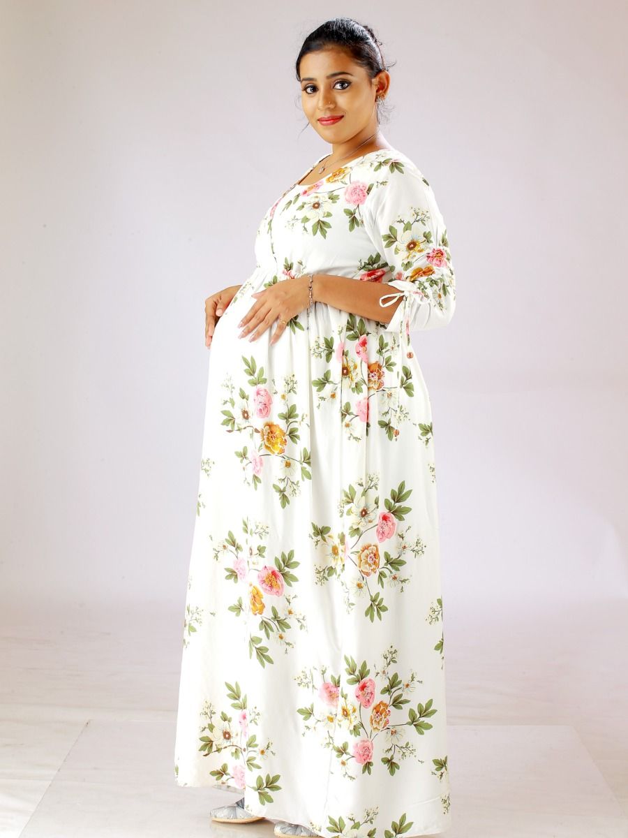 Maternity Maxi Floral Printed Dress (Jez Floral)