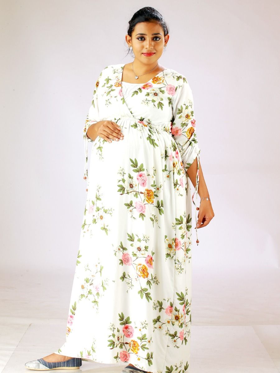 Maternity Maxi Floral Printed Dress (Jez Floral)