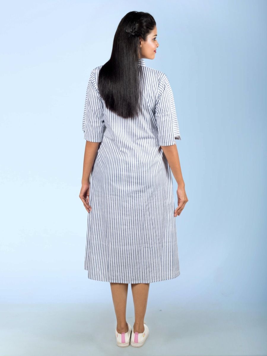 Maternity Kurta cotton Striped( Julia blue lines)