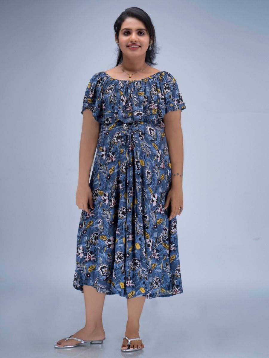 Maternity Midi Dress Hiral Blue