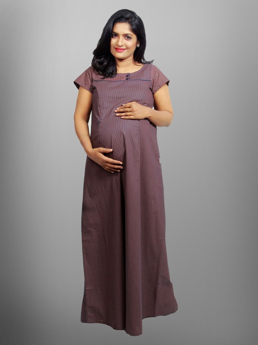 Maternity Nightie Line Printed (Belva Blue)