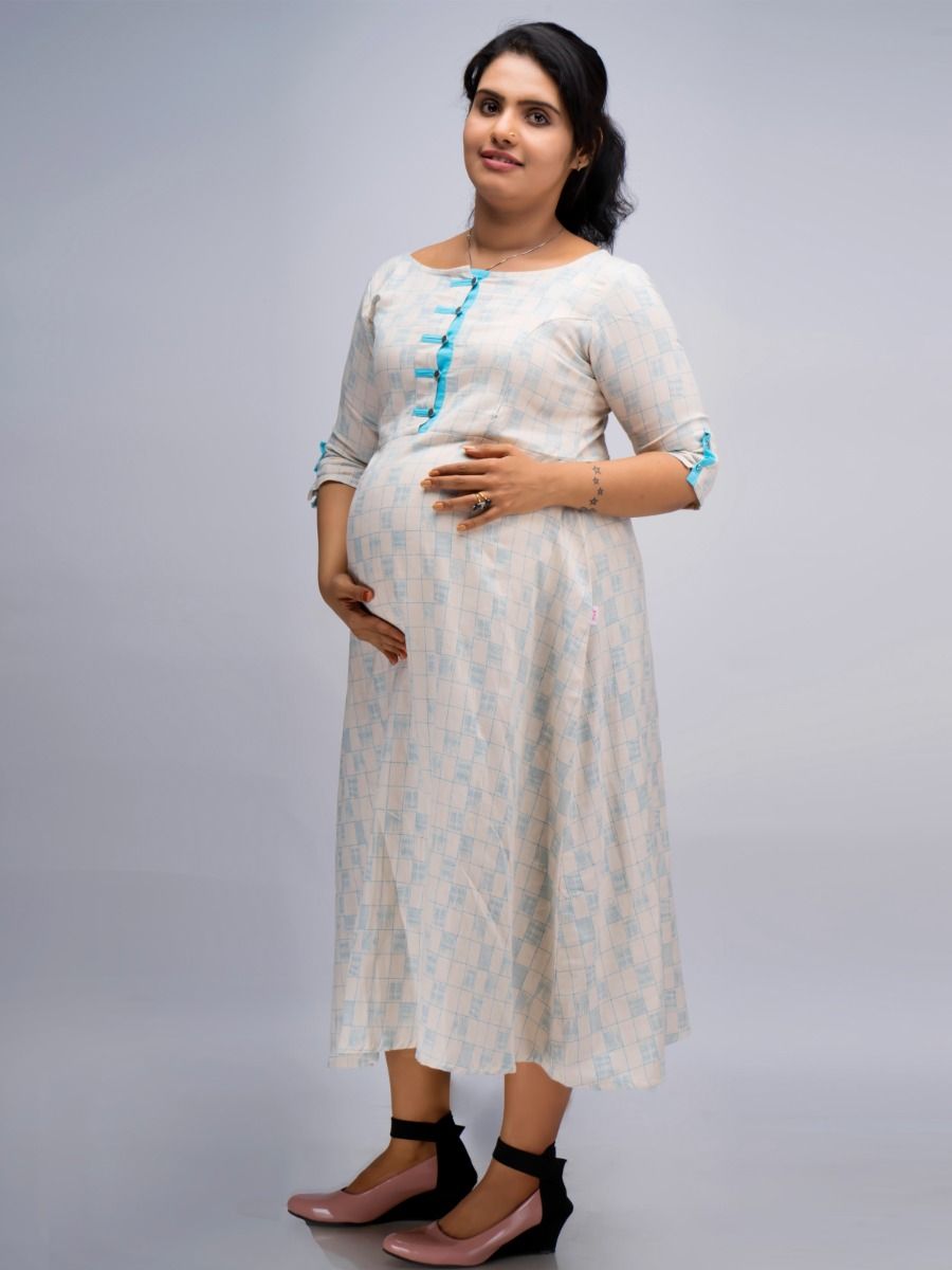 Maternity Midi Dress Geet Blue