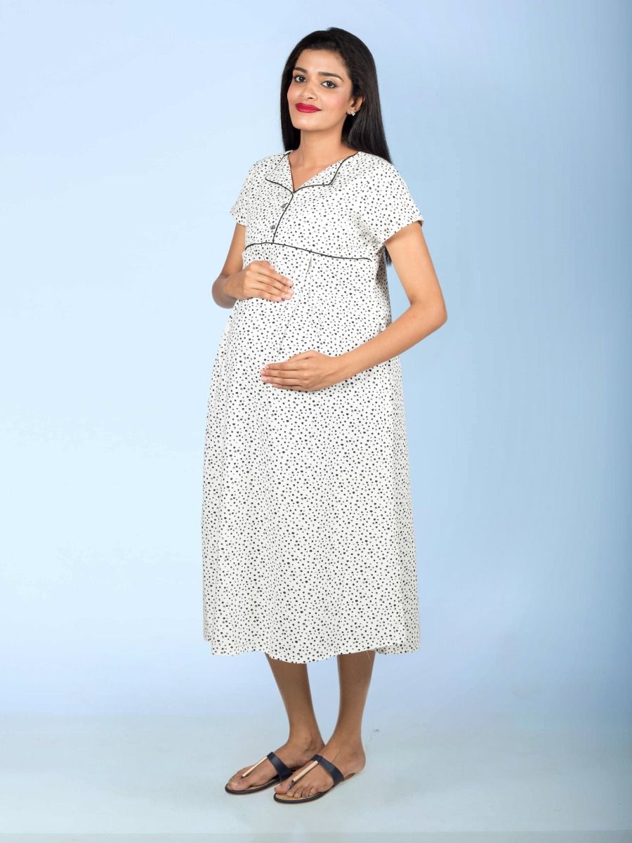 Maternity Nightie with lapel collar (Avani)