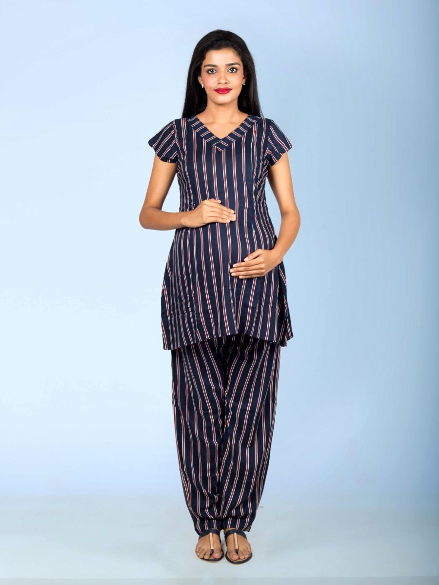 Nursing Pyjama Striped Set (Lines)