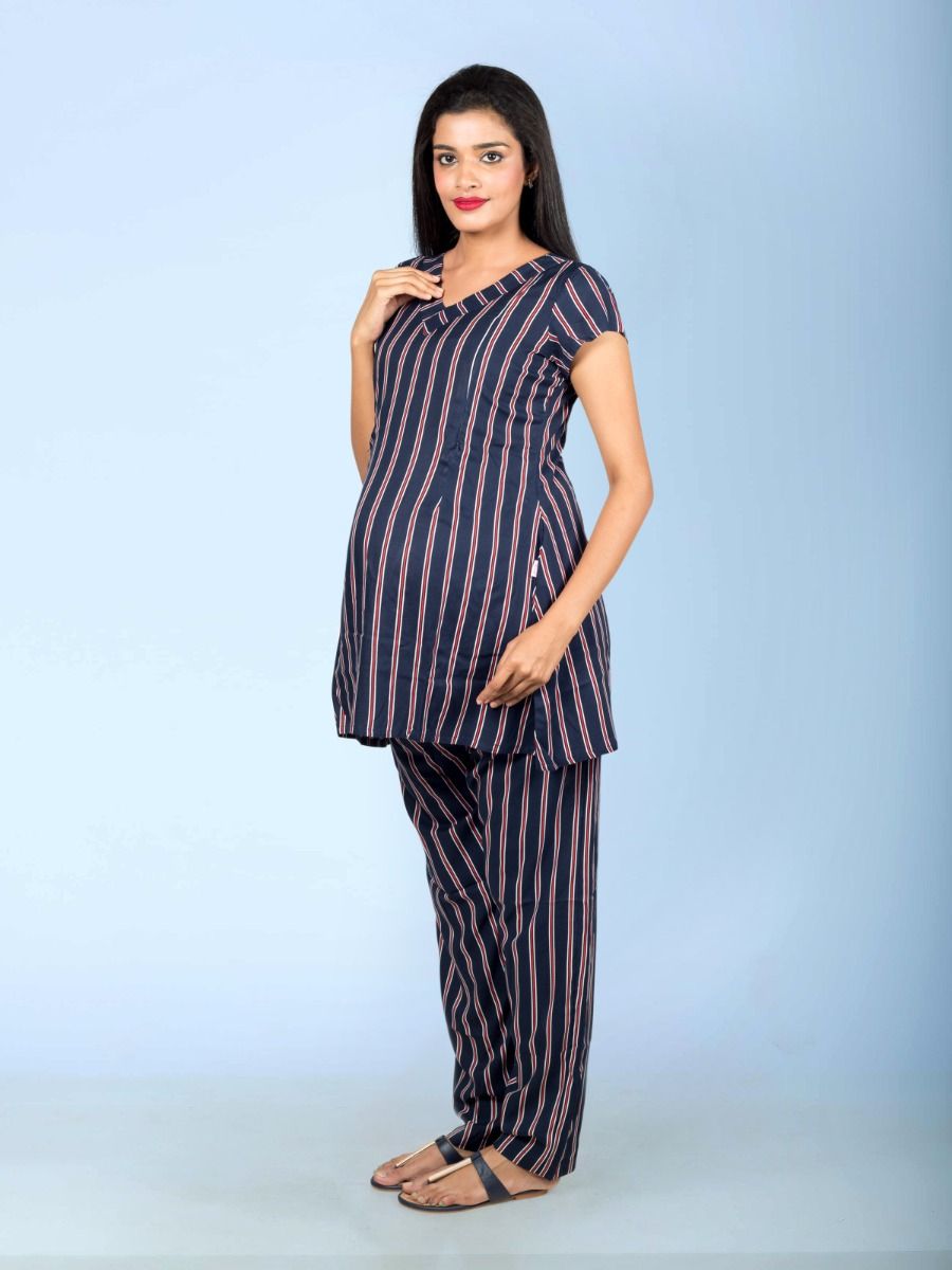 Nursing Pyjama Striped Set (Lines)