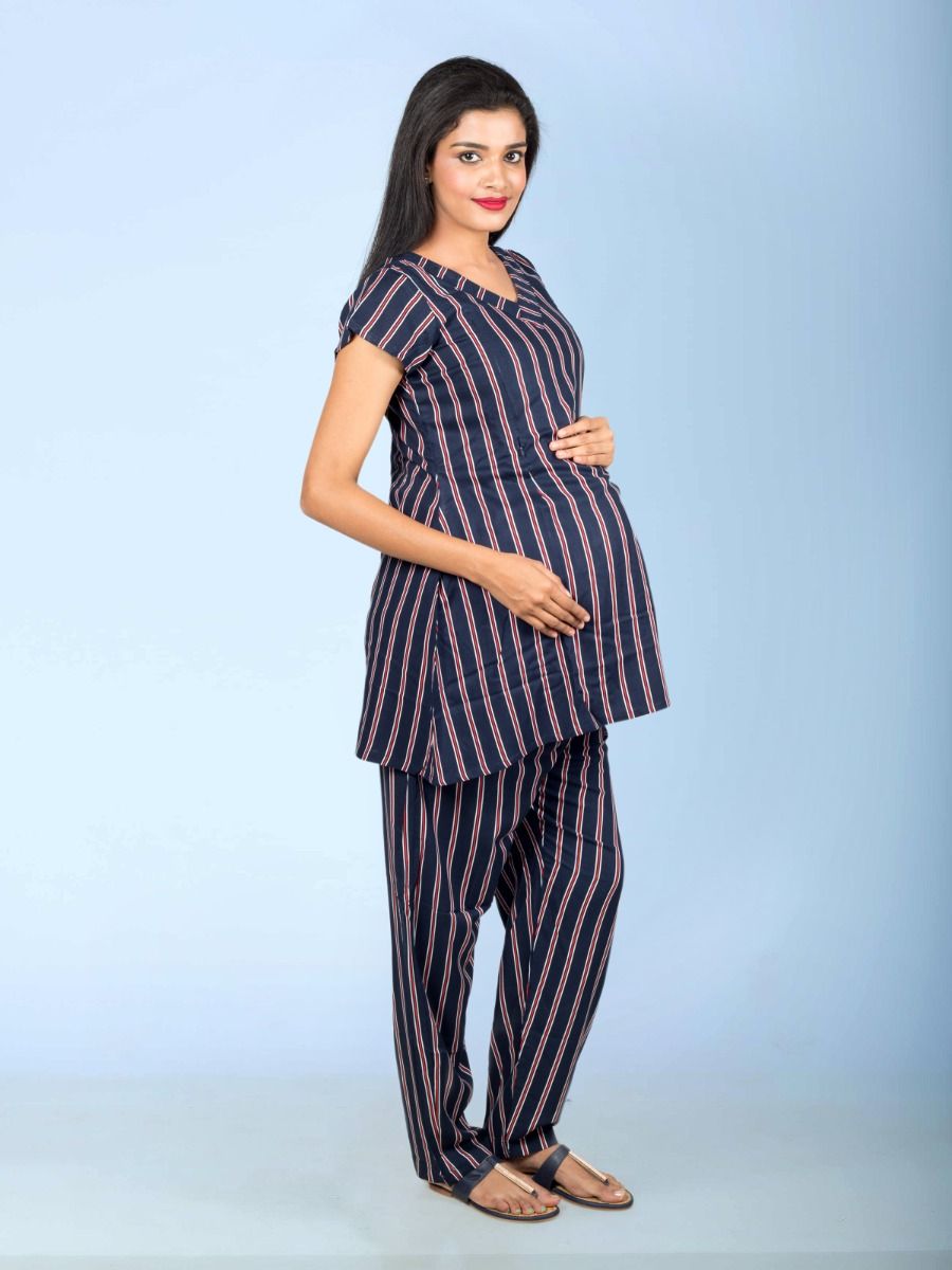 Nursing Pyjama Striped Set (Lines)