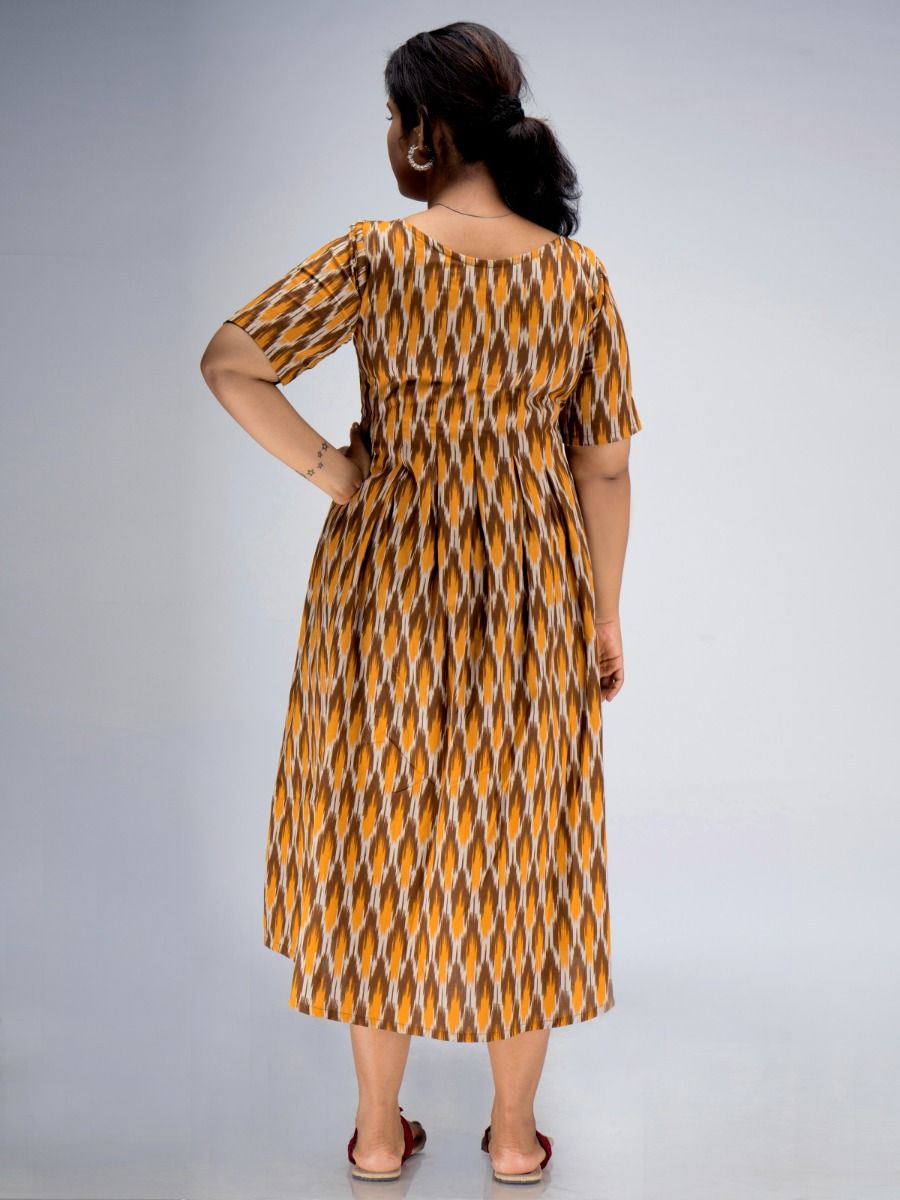 Maternity Midi Dress Ikat Yellow