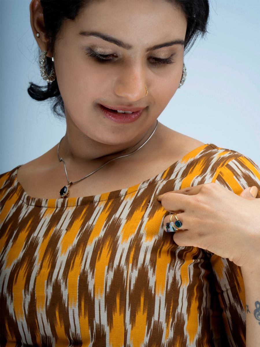 Maternity Midi Dress Ikat Yellow