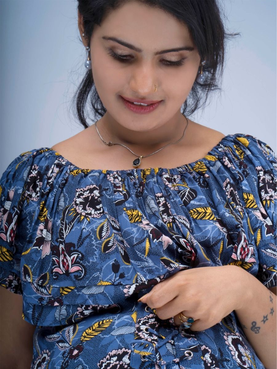 Maternity Midi Dress Hiral Blue