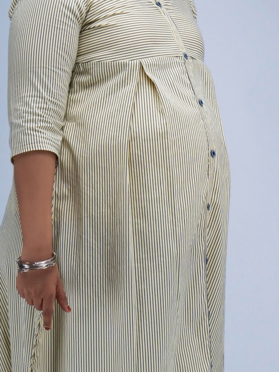 Nursing Kurta Line Printed (Elsa Yellow)
