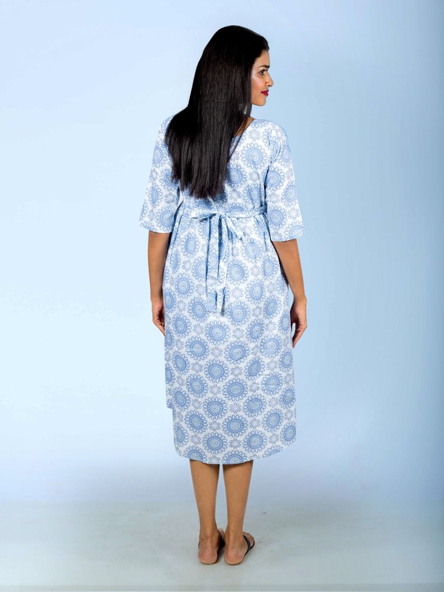 Nursing Top Block printed (Zoee blue)