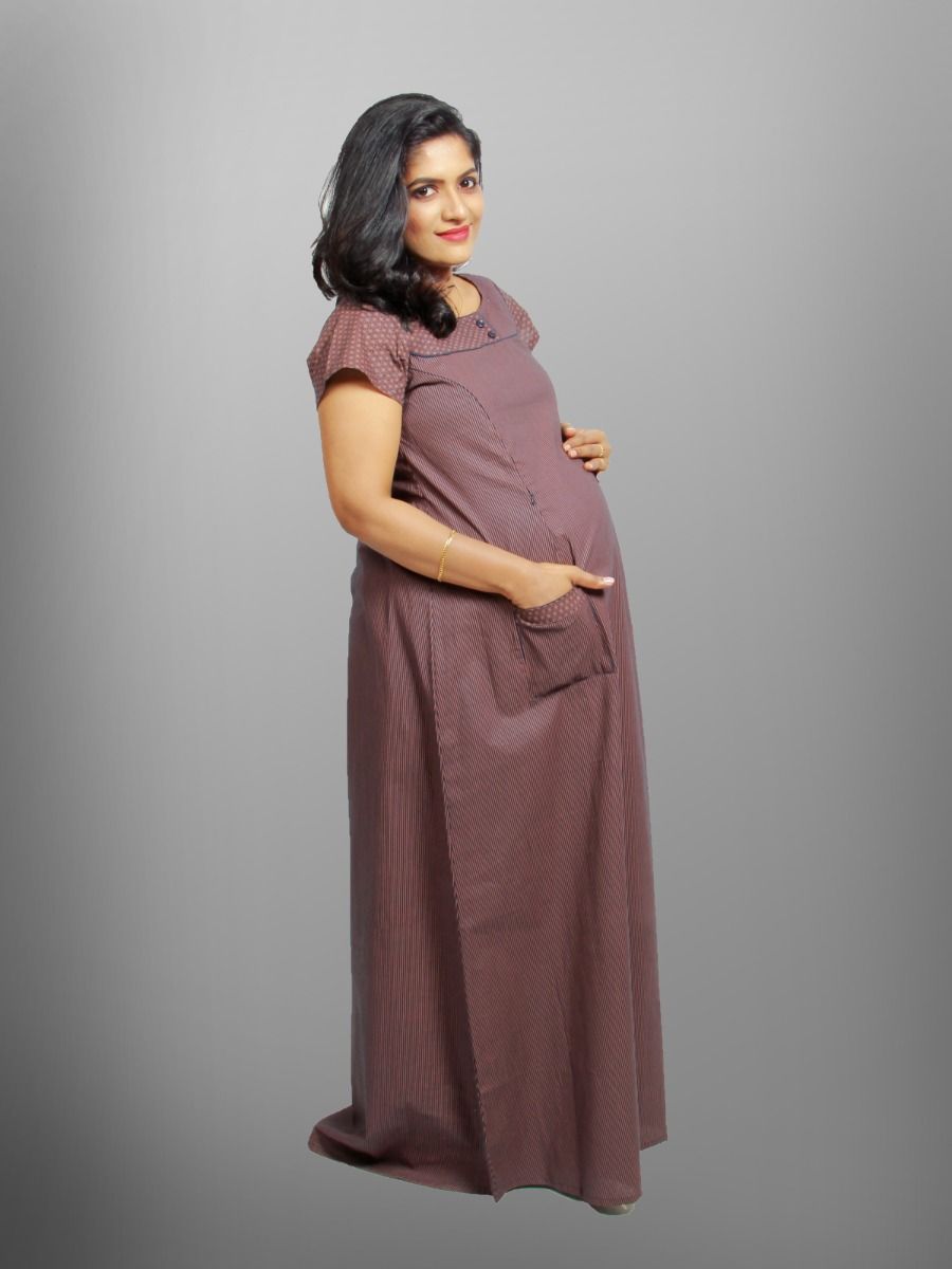 Maternity Nightie Line Printed (Belva Blue)