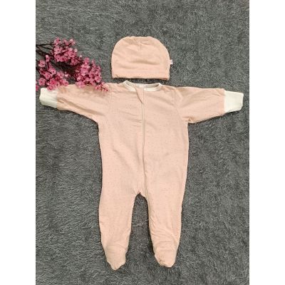 Sleepsuit/Cap- Girl(Peach Dots)