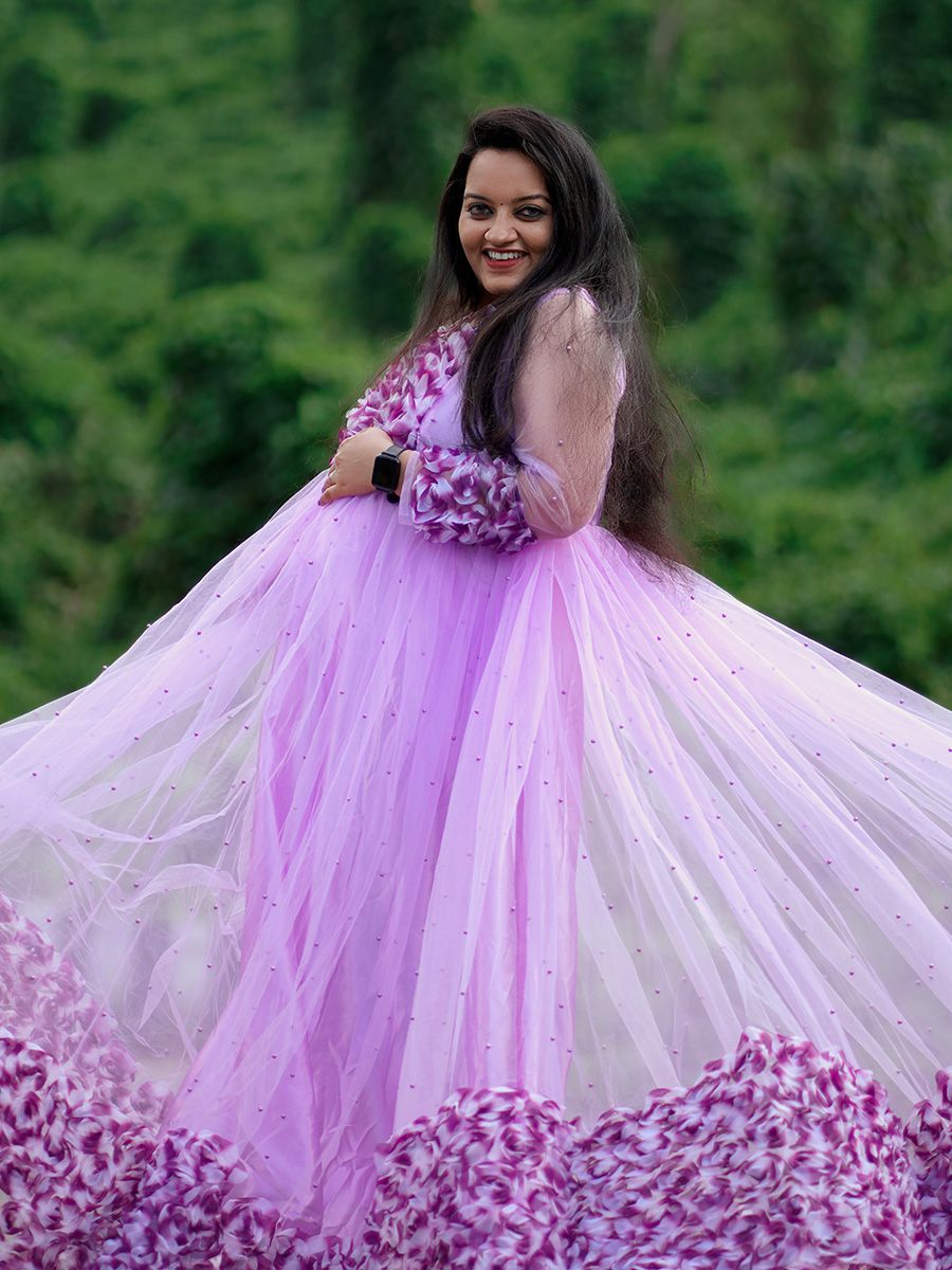 Baby Shower Dress Lavender Flower Net