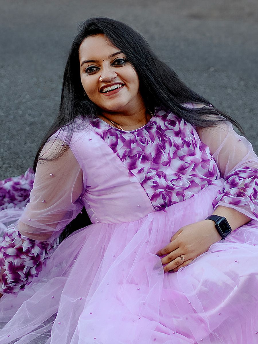 Baby Shower Dress Lavender Flower Net