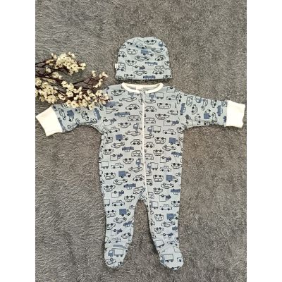 Sleepsuit/Cap- Boy(Blue Vehicle)