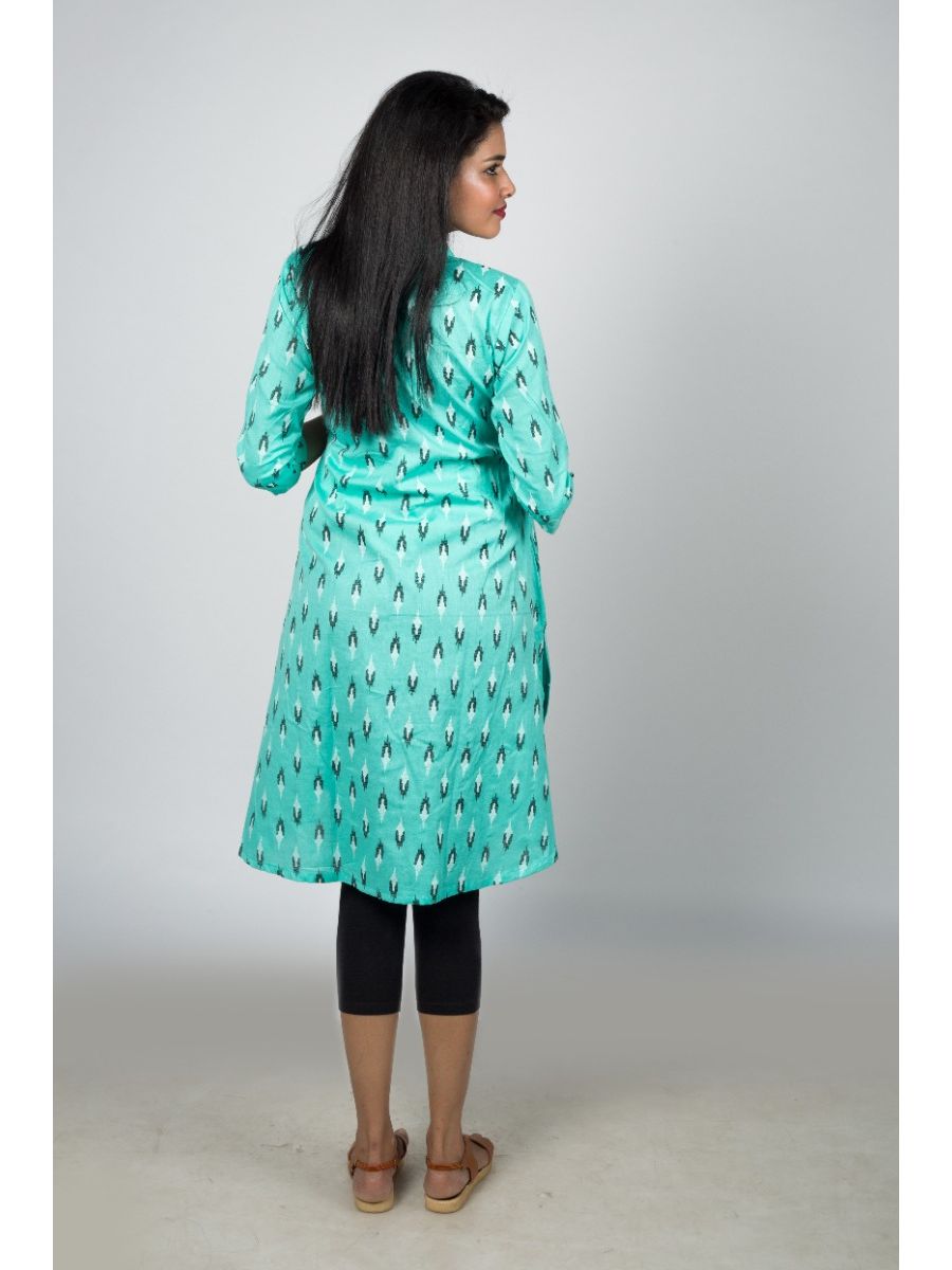 Maternity Kurta Ikat Cotton (Sassy green)