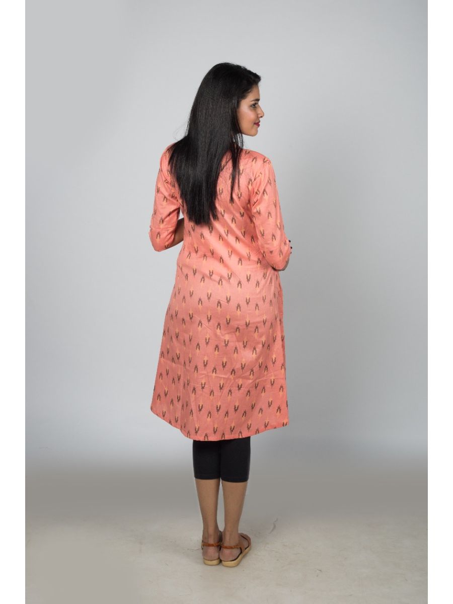 Maternity Kurta Ikat Cotton(Sassy peach)