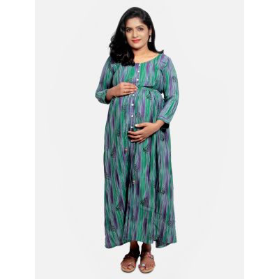 Maternity & Nursing Short dress-Isla Green