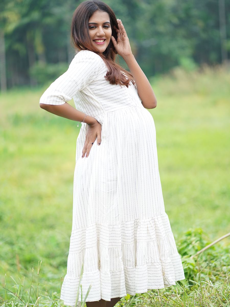 Maternity Midi Dress (Off-white)