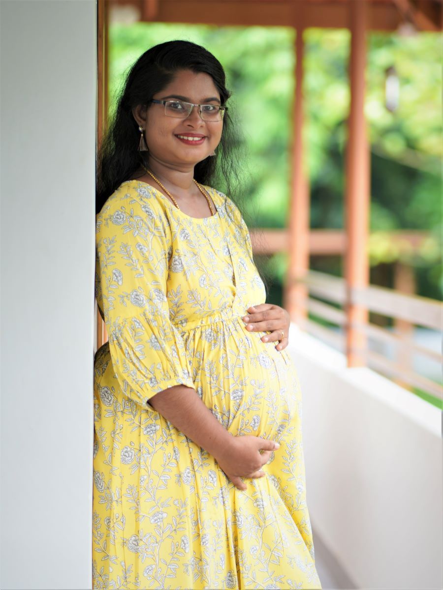 Maternity Full Gown- Floral   (Yellow)