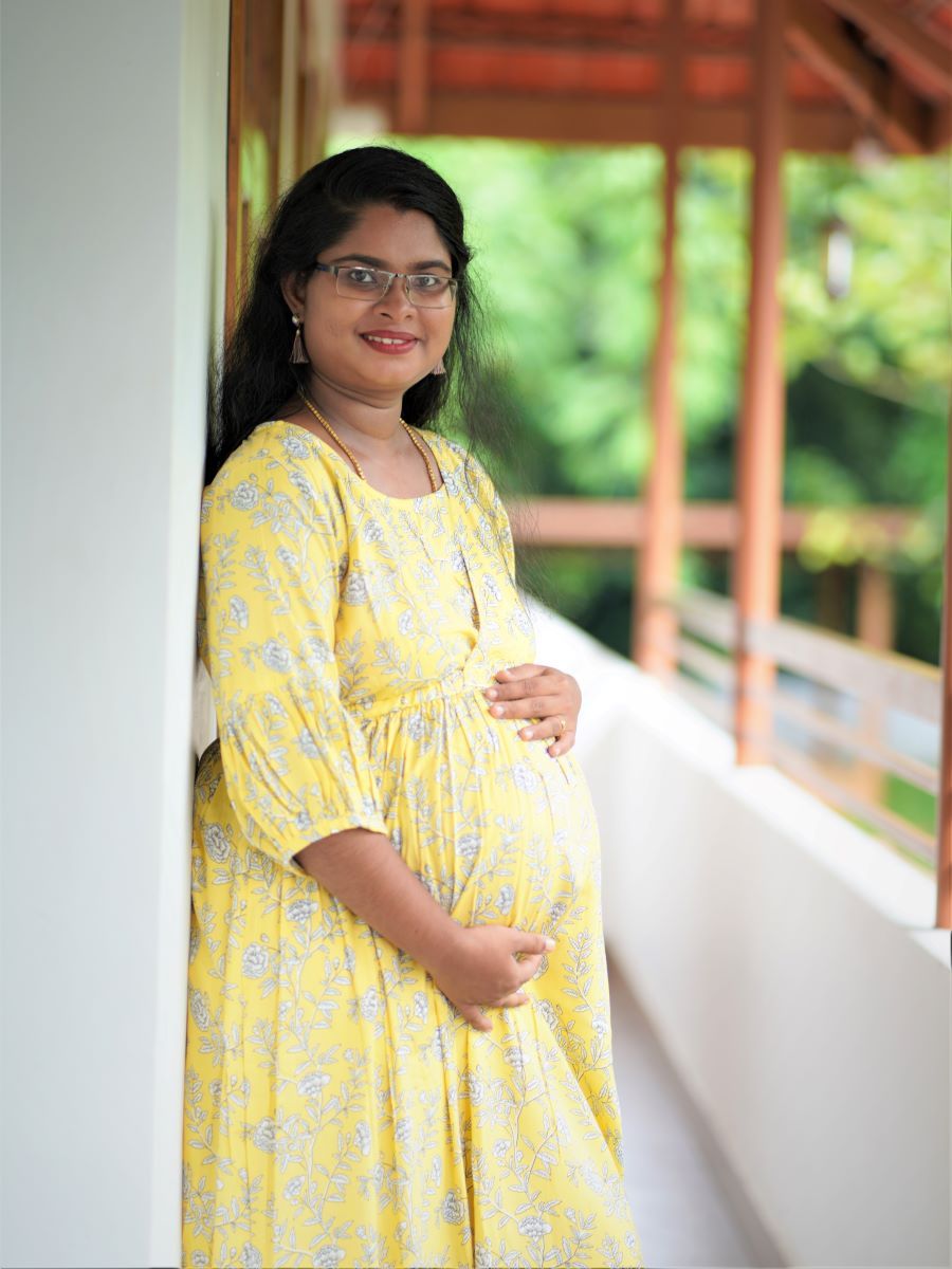 Maternity Full Gown- Floral   (Yellow)