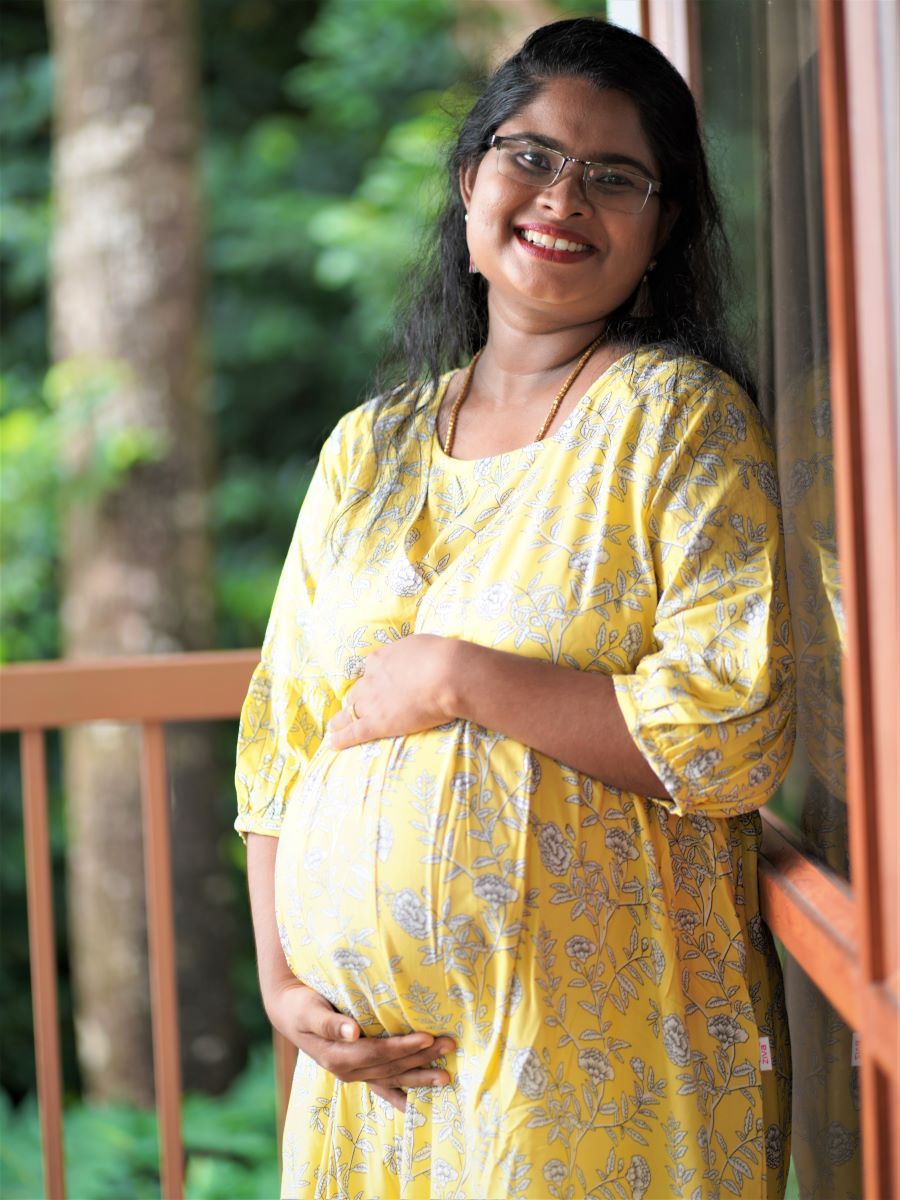 Maternity Full Gown- Floral   (Yellow)