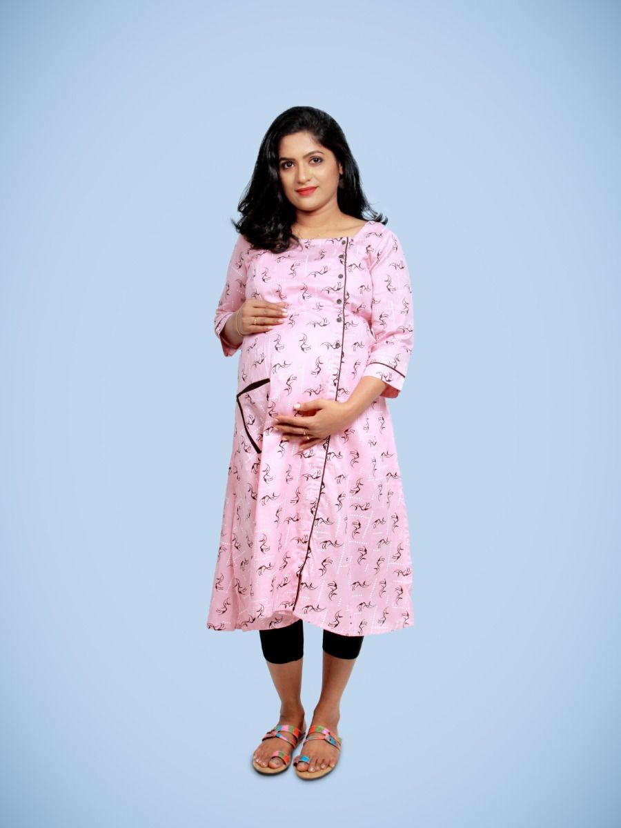 Nursing Kurta with FREE MASK -Sikha Pink
