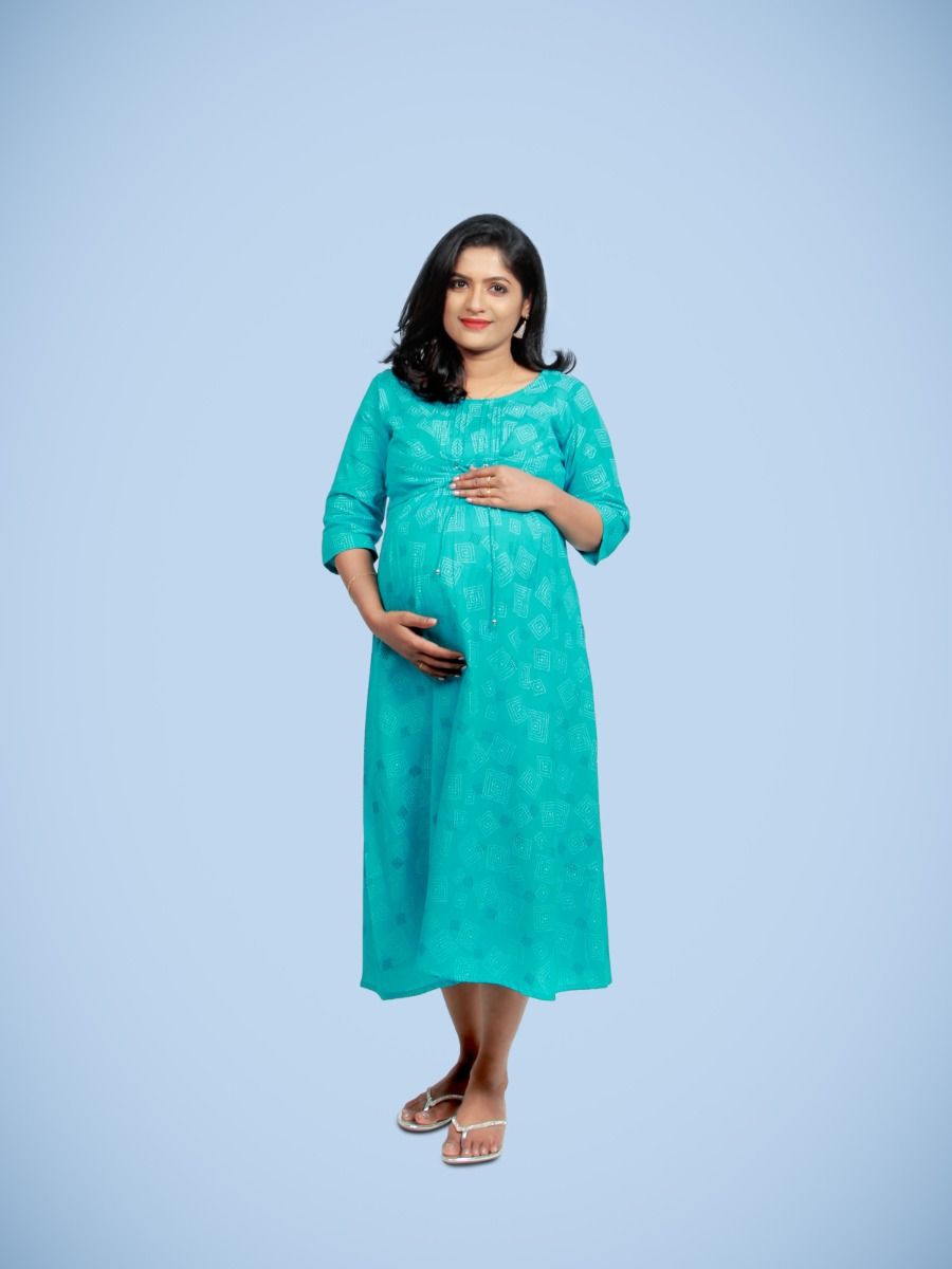 Maternity Midi Dress-Rithu Blue