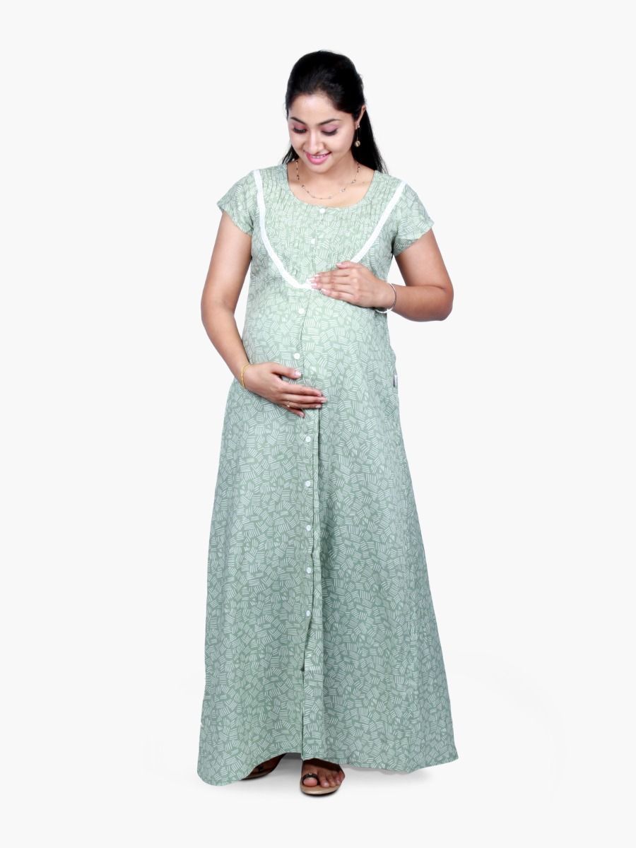 Maternity Nightie with FREE MASK ALAMEA PALE GREEN