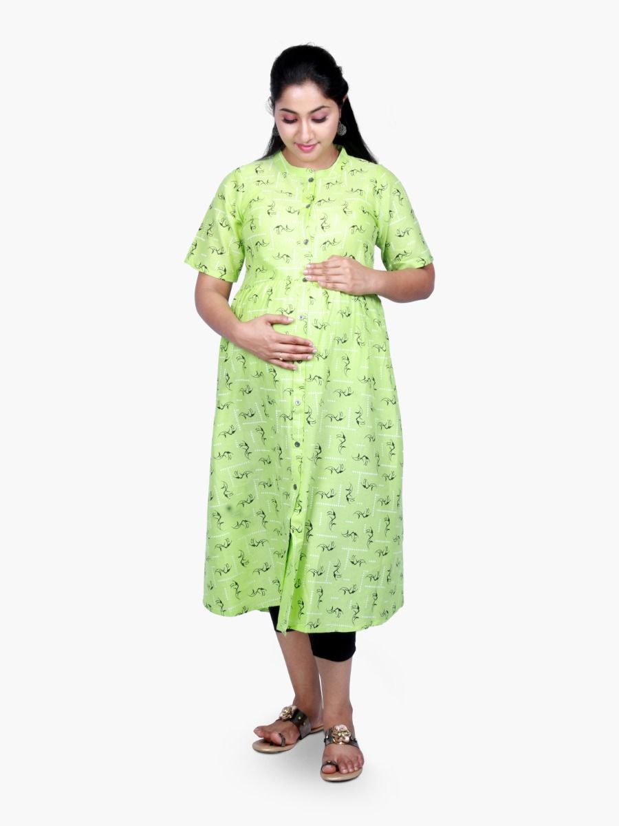 Maternity Midi Dress with FREE MASK (NAIROBI LIGHT GREEN)