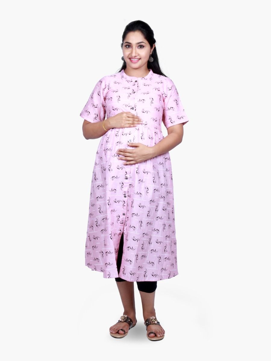 Maternity Midi Dress with FREE MASK (NAIROBI ONION PINK)