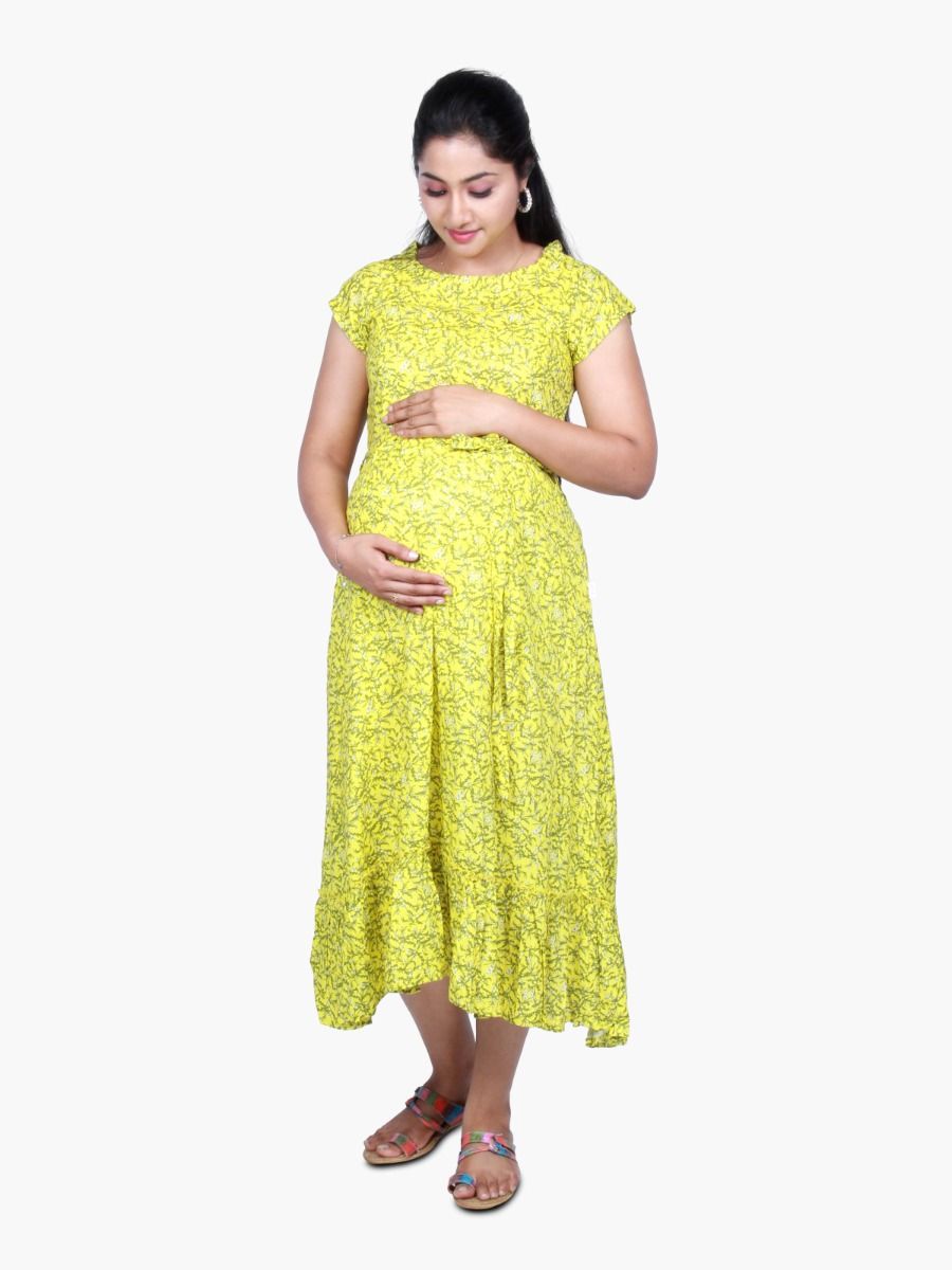 Maternity Nightie Short with FREE MASK (FABIA YELLOW)