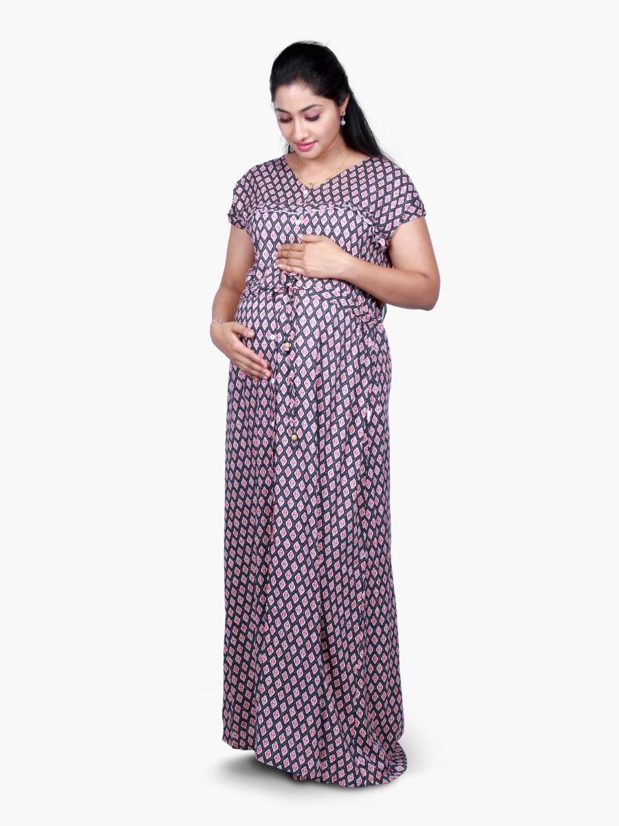 Maternity Nightie with FREE MASK (BERIN RED)