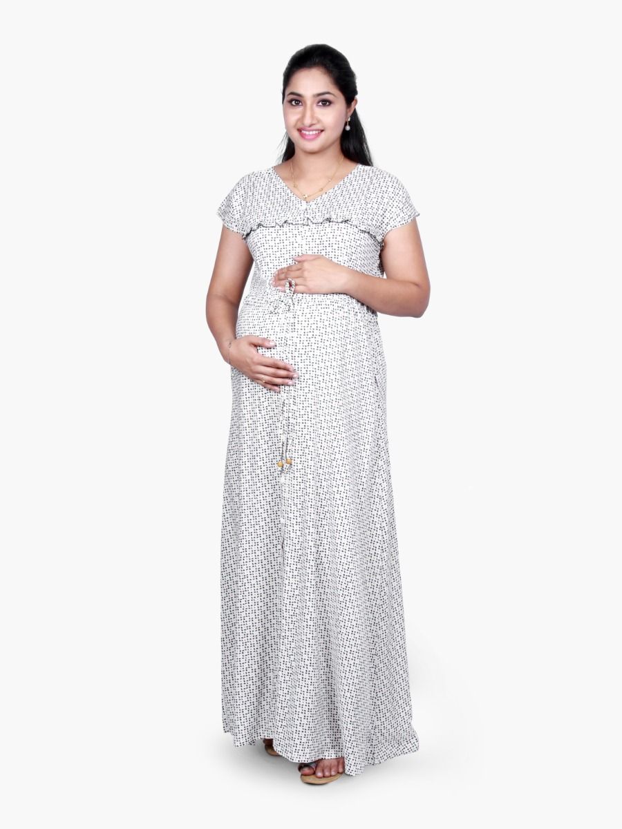 Maternity Nightie with FREE MASK (BERIN BLACK DOTS)