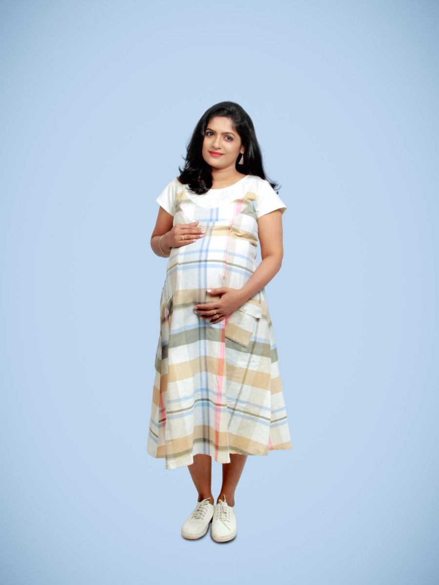 Maternity Midi Dress- Dyla checks