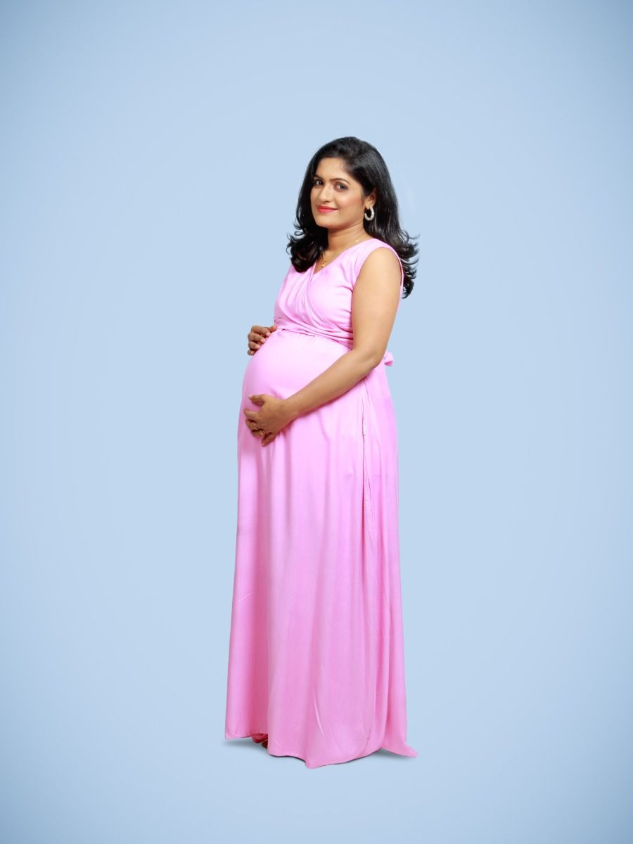 Maternity Sleeveless Full Gown-Shami Pink